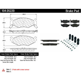 Posi Quiet Semi-Metallic Brake Pads with Hardware , Posi Quiet 104.05220