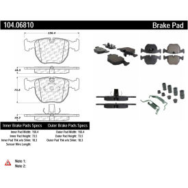 Posi Quiet Semi-Metallic Brake Pads with Hardware , Posi Quiet 104.06810