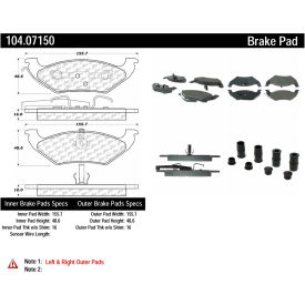 Posi Quiet Semi-Metallic Brake Pads with Hardware , Posi Quiet 104.07150