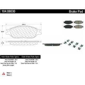 Posi Quiet Semi-Metallic Brake Pads with Hardware , Posi Quiet 104.08030
