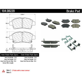 Posi Quiet Semi-Metallic Brake Pads with Hardware , Posi Quiet 104.08220