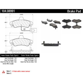 Posi Quiet Semi-Metallic Brake Pads with Hardware , Posi Quiet 104.08991 Posi Quiet Semi-Metallic Brake Pads with Hardware , Posi Quiet 104.08991