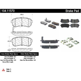 Posi Quiet Semi-Metallic Brake Pads with Hardware , Posi Quiet 104.11570