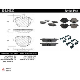 Posi Quiet Semi-Metallic Brake Pads with Hardware , Posi Quiet 104.14730