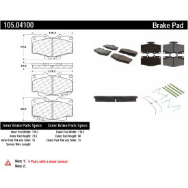 Posi Quiet Ceramic Brake Pads with Shims and Hardware , Posi Quiet 105.04100