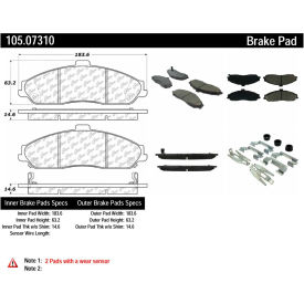 Posi Quiet Ceramic Brake Pads with Shims and Hardware , Posi Quiet 105.07310