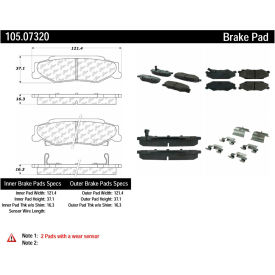 Posi Quiet Ceramic Brake Pads with Shims and Hardware , Posi Quiet 105.07320