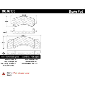 Posi Quiet Extended Wear Brake Pads with Shims , Posi Quiet 106.07170