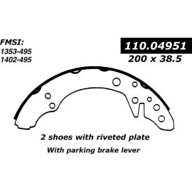 Centric Premium Brake Shoes, Centric Parts 111.04951 Centric Premium Brake Shoes, Centric Parts 111.04951