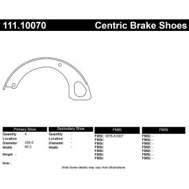 Centric Premium Parking Brake Shoes, Centric Parts 111.10070