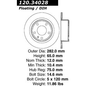 Centric Premium Brake Rotor, Centric Parts 120.34028
