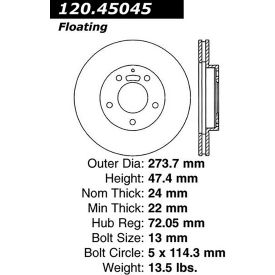 StopTech Premium Cryostop Rotor; Front, StopTech 120.45045CRY StopTech Premium Cryostop Rotor; Front, StopTech 120.45045CRY