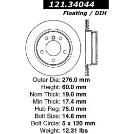 C-Tek Standard Brake Rotor, C-Tek 121.34044 C-Tek Standard Brake Rotor, C-Tek 121.34044