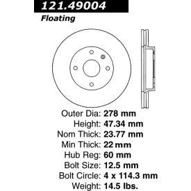 C-Tek Standard Brake Rotor, C-Tek 121.49004 C-Tek Standard Brake Rotor, C-Tek 121.49004