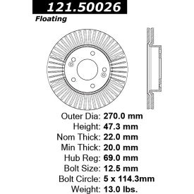 C-Tek Standard Brake Rotor, C-Tek 121.50026 C-Tek Standard Brake Rotor, C-Tek 121.50026