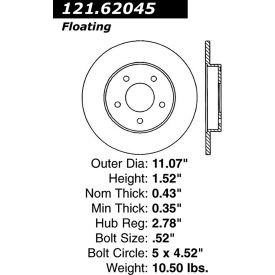 C-Tek Standard Brake Rotor, C-Tek 121.62045 C-Tek Standard Brake Rotor, C-Tek 121.62045