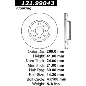 C-Tek Standard Brake Rotor, C-Tek 121.99043 C-Tek Standard Brake Rotor, C-Tek 121.99043