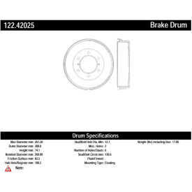 Centric Premium Brake Drum, Centric Parts 122.42025