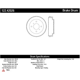 Centric Premium Brake Drum, Centric Parts 122.42026