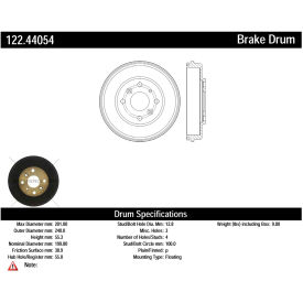 Centric Premium Brake Drum, Centric Parts 122.44054