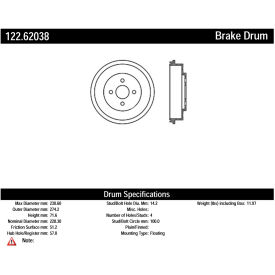 Centric Premium Brake Drum, Centric Parts 122.62038