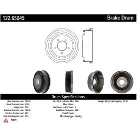 Centric Premium Brake Drum, Centric Parts 122.65045