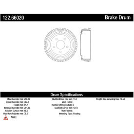 Centric Premium Brake Drum, Centric Parts 122.66020