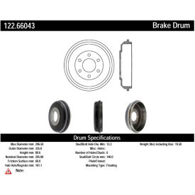 Centric Premium Brake Drum, Centric Parts 122.66043 Centric Premium Brake Drum, Centric Parts 122.66043