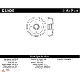 C-Tek Standard Brake Drum, C-Tek 123.46005 C-Tek Standard Brake Drum, C-Tek 123.46005