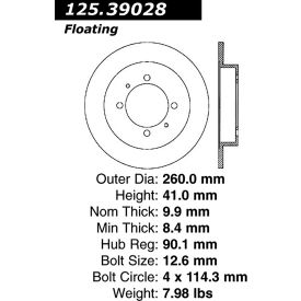 Centric Premium High Carbon Alloy Brake Rotor, Centric Parts 125.39028 Centric Premium High Carbon Alloy Brake Rotor, Centric Parts 125.39028