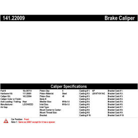 Centric Semi-Loaded Brake Caliper, Centric Parts 141.22009 Centric Semi-Loaded Brake Caliper, Centric Parts 141.22009