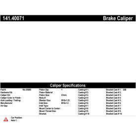 Centric Semi-Loaded Brake Caliper, Centric Parts 141.40071 Centric Semi-Loaded Brake Caliper, Centric Parts 141.40071
