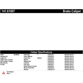 Centric Semi-Loaded Brake Caliper, Centric Parts 141.61007 Centric Semi-Loaded Brake Caliper, Centric Parts 141.61007