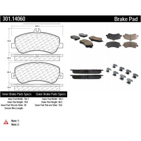 Centric Premium Ceramic Pads with Shims and Hardware, Centric Parts 301.14060 Centric Premium Ceramic Pads with Shims and Hardware, Centric Parts 301.14060