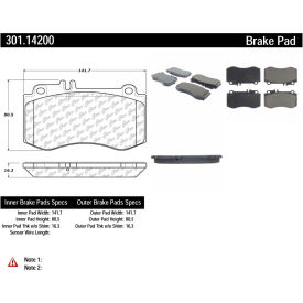 Centric Premium Ceramic Pads with Shims and Hardware, Centric Parts 301.14200