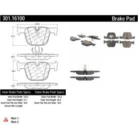 Centric Premium Ceramic Brake Pads with Shims and Hardware, Centric Parts 301.16100