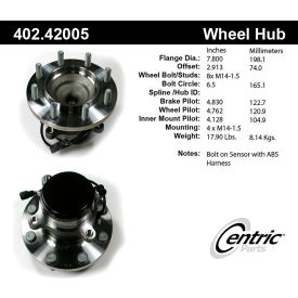 Centric Premium Hub and Bearing Assembly; With Integral ABS, Centric Parts 402.42005