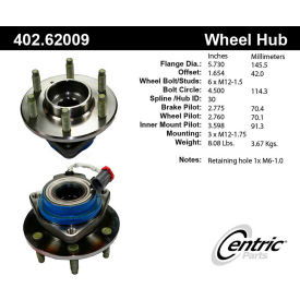 Centric Premium Hub and Bearing Assembly; With Integral ABS, Centric Parts 402.62009