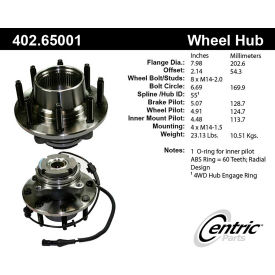 Centric Premium Hub and Bearing Assembly; With Integral ABS, Centric Parts 402.65001