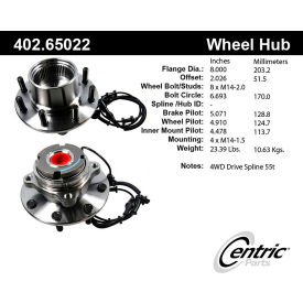 Centric Premium Hub and Bearing Assembly; With Integral ABS, Centric Parts 402.65022