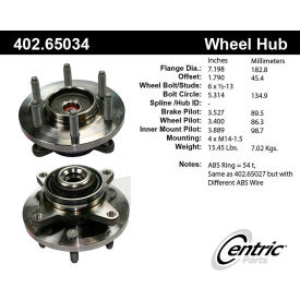Centric Premium Hub and Bearing Assembly; With Integral ABS, Centric Parts 402.65034 Centric Premium Hub and Bearing Assembly; With Integral ABS, Centric Parts 402.65034