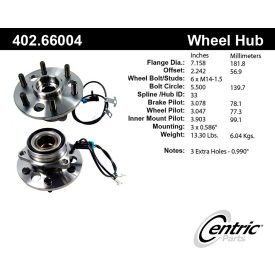Centric Premium Hub and Bearing Assembly; With Integral ABS, Centric Parts 402.66004