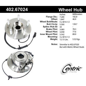 Centric Premium Hub and Bearing Assembly; With Integral ABS, Centric Parts 402.67024