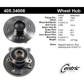 Centric Premium Hub and Bearing Assembly; With ABS, Centric Parts 405.34006
