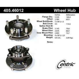 Centric Premium Hub and Bearing Assembly, Centric Parts 405.46012 Centric Premium Hub and Bearing Assembly, Centric Parts 405.46012