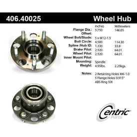 Centric Premium Hub and Bearing Assembly; With ABS, Centric Parts 406.40025