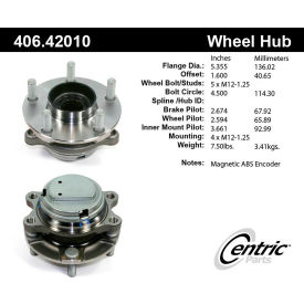 Centric Premium Hub and Bearing Assembly; With ABS, Centric Parts 406.42010 Centric Premium Hub and Bearing Assembly; With ABS, Centric Parts 406.42010