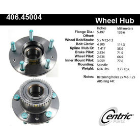 Centric Premium Hub and Bearing Assembly; With ABS, Centric Parts 406.45004