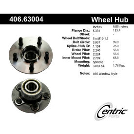 Centric Premium Hub and Bearing Assembly; With ABS, Centric Parts 406.63004 Centric Premium Hub and Bearing Assembly; With ABS, Centric Parts 406.63004