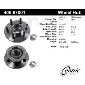 Centric Premium Hub and Bearing Assembly; With ABS Tone Ring, Centric Parts 406.67001